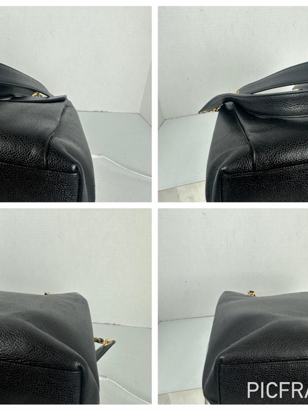 Leather Shoulder Tote Bag Gold Chain Strap - Picture 4 of 8